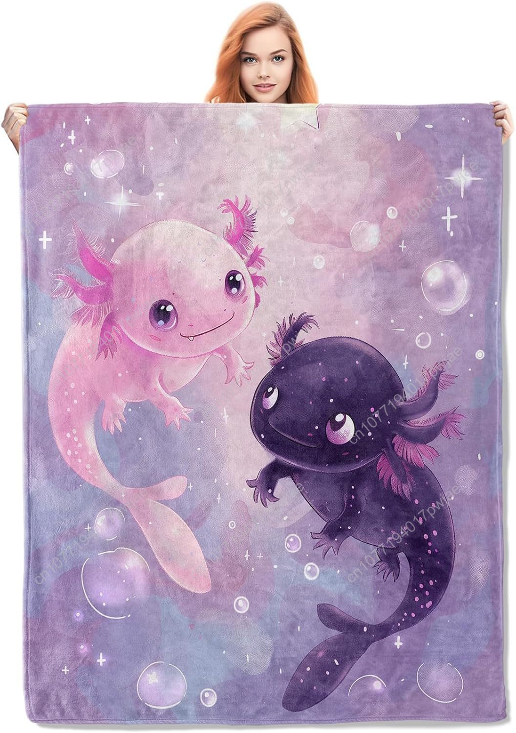 Home Of Textiles - بطانية Axolotl لطيف Axolotls الفانيلا رمي