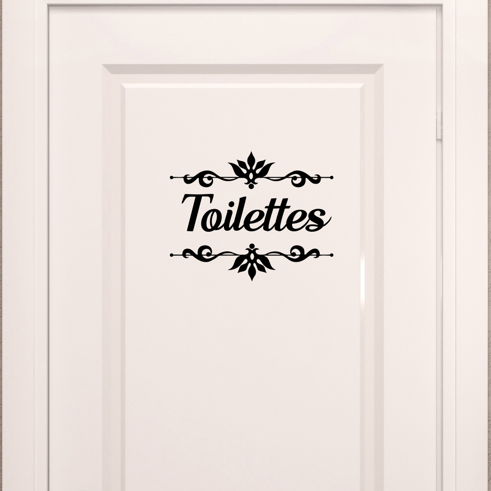 Home Textiles France - الفرنسية toileمع زهرة الحمام الباب ملصق