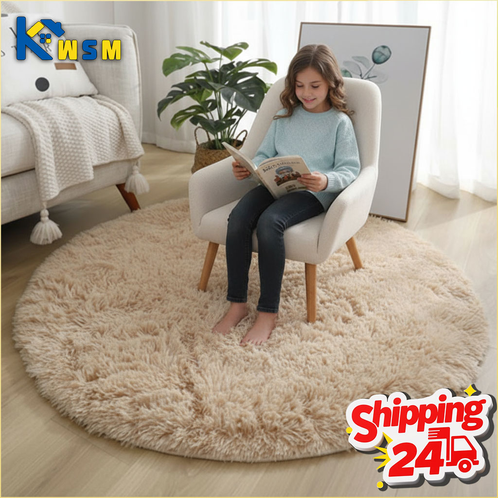Home Textiles Rug - سجادة دائرية منفوشة فائقة النعومة من