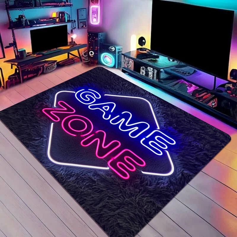 Home Textiles Rug - سجادة منطقة الألعاب بتصميم النيون الاصطناعي،
