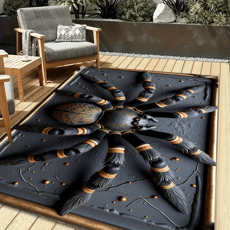 Home Textiles Rug - سجادة مدخل بنمط العنكبوت الأسود، سجادة