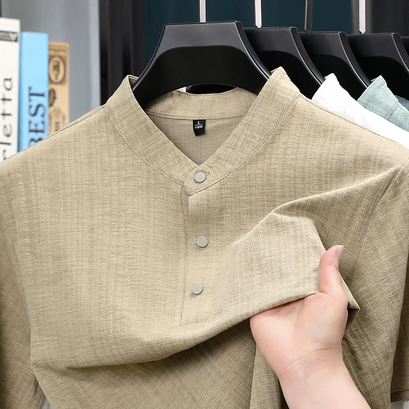 قميص رجالي صيفي بياقة واقفة وأ - مراجعة Home Textiles وسعره