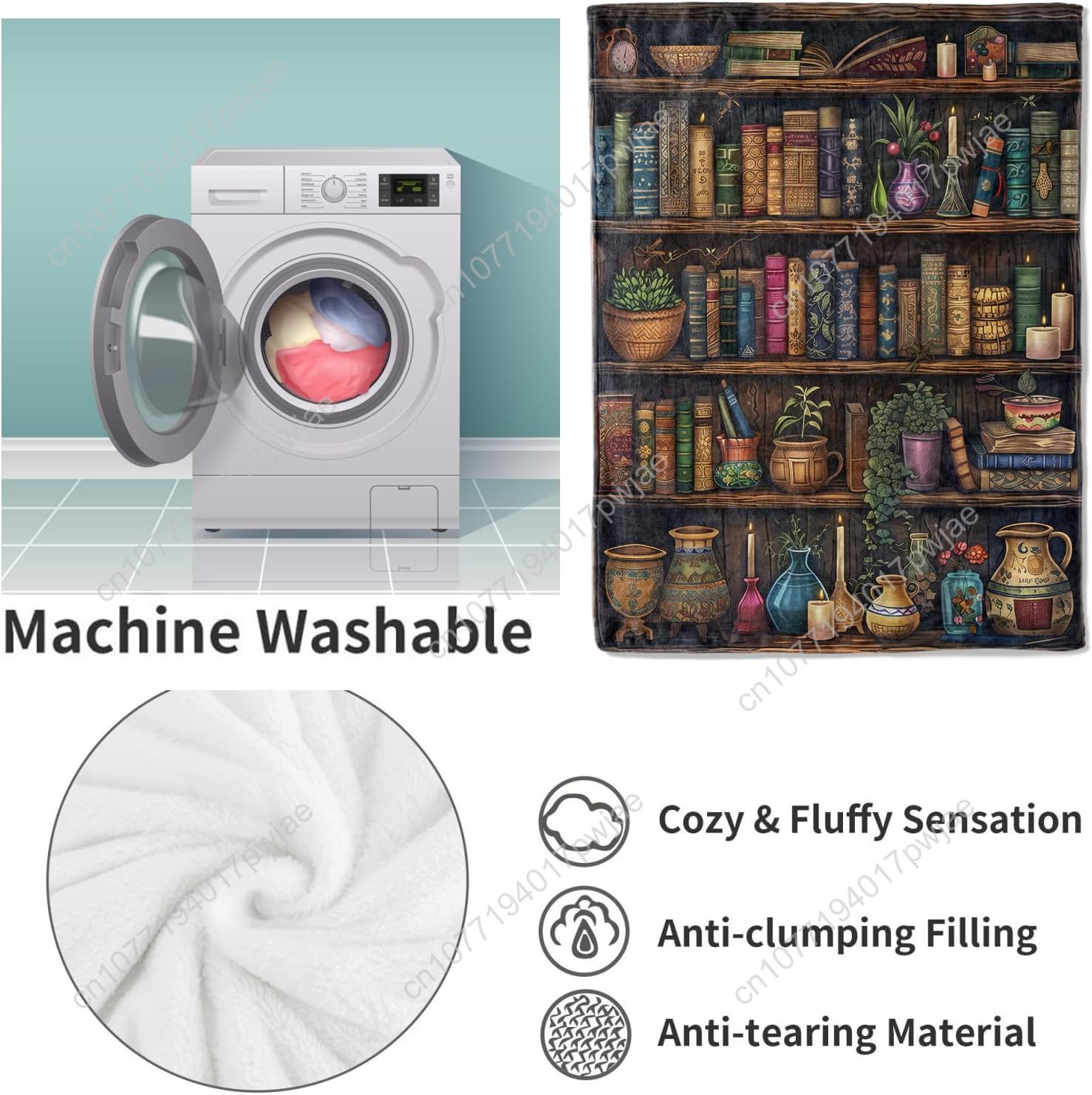 خمر رف الكتب بطانية القراءة رم - مراجعة Home Of Textiles وسعره