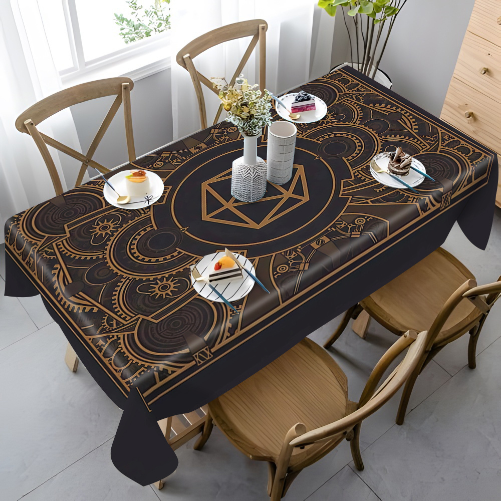 مفرش طاولة بنمط التروس الذهبية - مراجعة Home Textiles وسعره