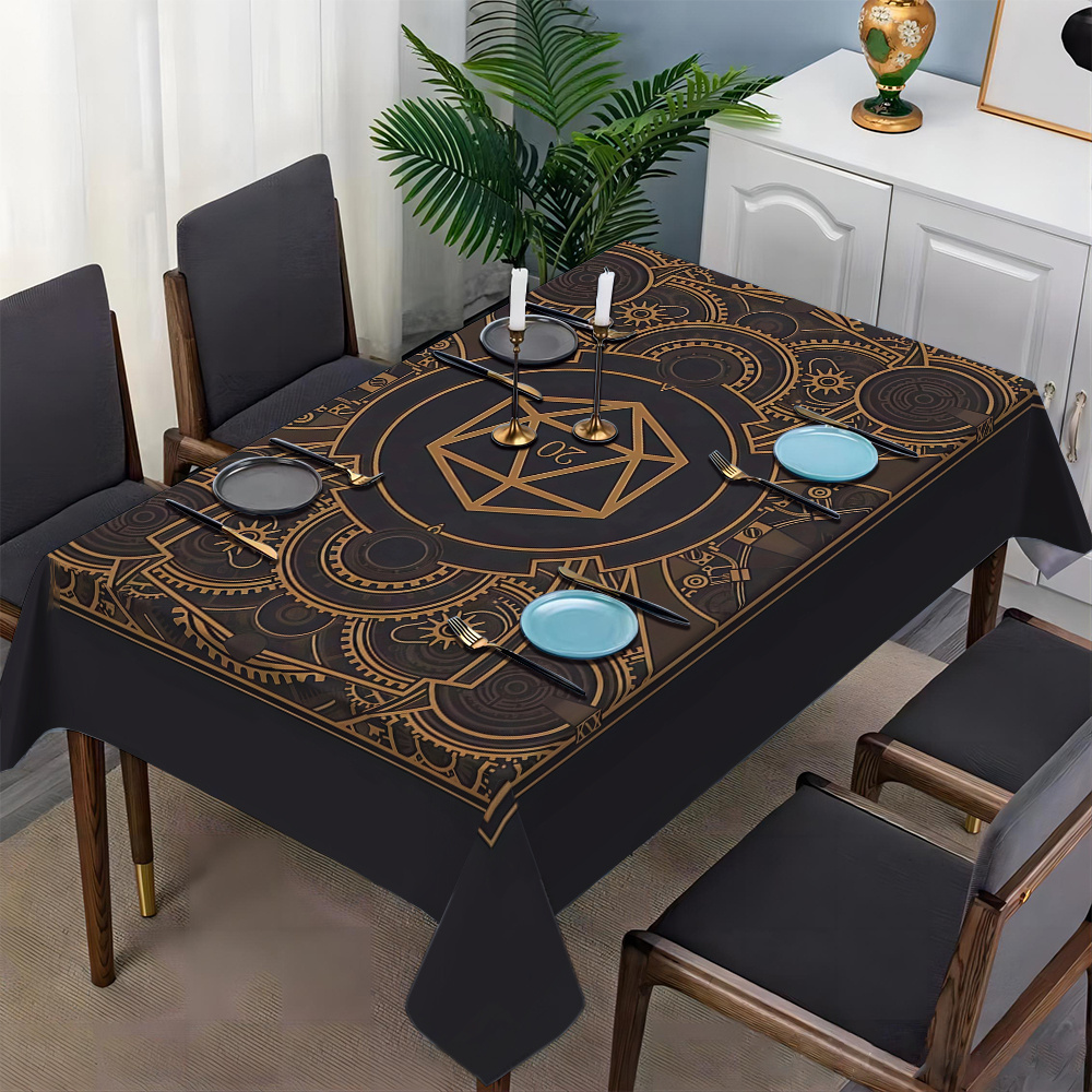 مفرش طاولة بنمط التروس الذهبية - مراجعة Home Textiles وسعره